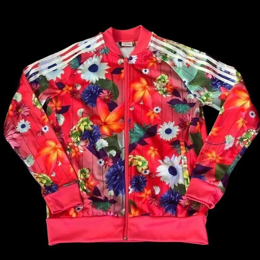 adidas floral Athletic Jacket Full zip L - Picture 1 of 9